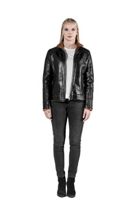 Parka negra de piel de oveja auténtica para mujer, tela de lana de algodón transpirable, patrón sólido Regular, chaquetas de invierno y otoño, 100 Uds. OEM - Product Image 4