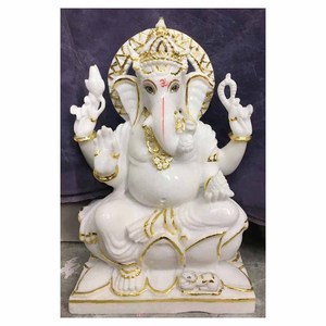 Hermosas Estatuas de Ganesha en Mármol Blanco - Product Image 1