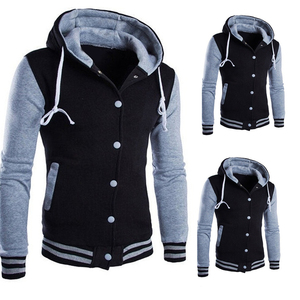 lettermen <b>jacket</b> style <b>fleece</b> pullover button style hoodie for men - Product Image 5