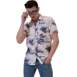 Chemises de plage pour hommes, personnalisées, à manches courtes, amples et décontractées, style hawaïen, grande taille, mode, vente en gros, été, - Product Image 4