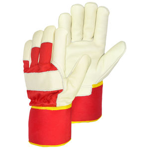 Guantes de trabajo de construcción industrial de cuero y algodón partido - Product Image 3