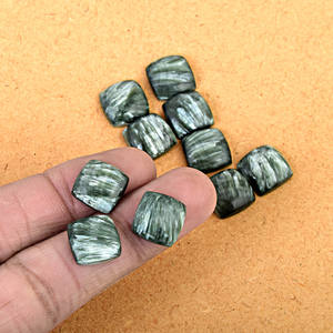 Indien 6 MM Dainty Coussin Forme Top Qualité Lâche Naturel Séraphinite Cabochon Coupe Gemme Fine Bijoux Fabrication Accessoires - Product Image 4