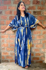 Vestido largo tipo caftán para mujer, vestido playero hecho a mano con tinte anudado, caftán bohemio para nadar - Product Image 5