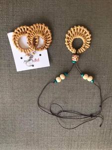 Boucles d'oreilles, colliers et boucles d'oreilles en rotin naturel, bracelet, style coréen, livraison gratuite - Product Image 6