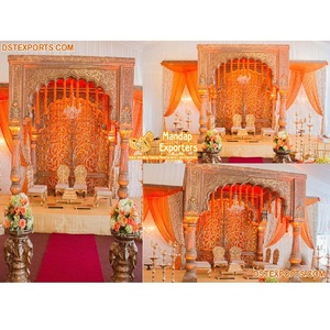 Structure de cérémonie de mariage traditionnelle indienne Hindu, Mandap Rajwada, thème vibrant, en fibre de verre, taille personnalisable - Product Image 1