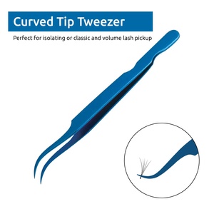 Pince à épiler pour extensions de cils en forme de L à 45/90 degrés, sans fibres, couleur rose diamant, pour volume, marque privée - Product Image 3
