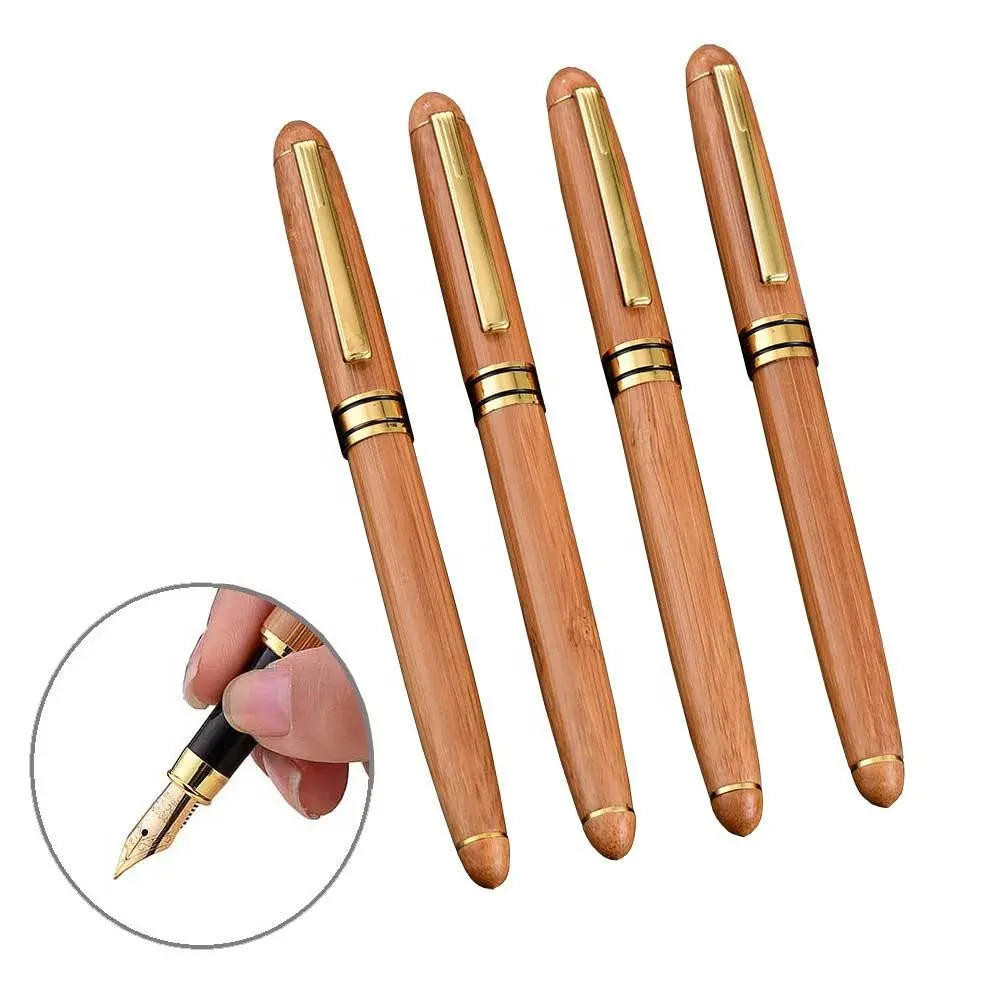 Kualitas Tinggi Kayu Bambu Fountain Pen Mewah Bambu Pena dengan Logo Kustom