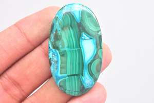 Piedra Preciosa Natural Rara de Crisocola, Malaquita y Azurita en Cabujón, Verde/Azul de Alta Calidad, Venta al Por Mayor - Product Image 2