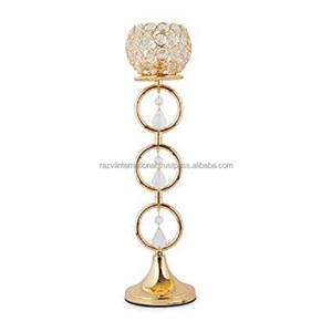 Elegante portavelas de aluminio y metal con bola de cristal de diseño indio - Product Image 3