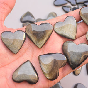 Cabujones de obsidiana dorada con forma de corazón, cabujones de obsidiana, Gema suelta, corazón, venta al por mayor - Product Image 3