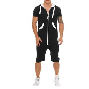PIHA SPORTS Men's One-Piece Jumpsuits Short Sleeve <b>Cargo</b> <b>Pants</b> 2 in 1 Design Spandex/Polyester Summer <b>Work</b> Fashion New - Product Image 3