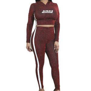 Chándales reflectantes ajustados para mujer, Top corto de color rosa, a precio asequible - Product Image 3