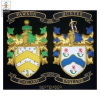 Drapeau à fanions brodé en fil de bullion en gros avec frange dorée, drapeaux de cérémonie brodés à la main de haute qualité, bannières OEM