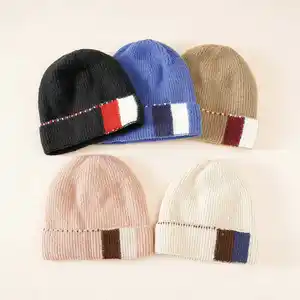 Custom Beanie-Cap Mannen Vrouwen Effen Kleuren Custom Beanie Winter Hoed Aangepaste Ontwerp Plain Ski Haak Beanie Hoeden