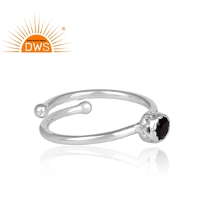 Bague en pierre précieuse naturelle ronde et noire, vente en gros de bijoux en argent indien, vente en gros - Product Image 3