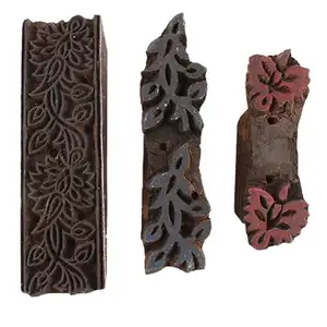 Handgemaakte Mix Houten Afdrukken Blokken Craft Brown Textiel Saree Doek Canvas Stempel Indische Bloemen Nieuwe Ontwerp Nieuwste Stof