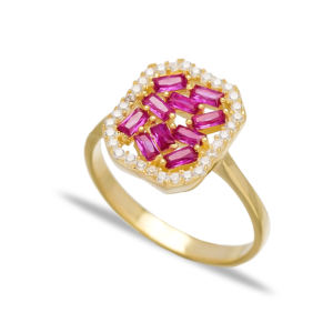 ทับทิมเหลี่ยมการออกแบบที่หรูหรารูปทรงเรขาคณิต ShapeTurkish แหวนขายส่งที่ทำด้วยมือ925เครื่องประดับเงินสเตอร์ลิง - Product Image 1