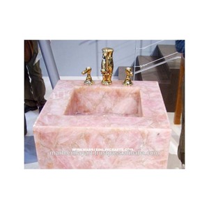 Lavabo de Baño Moderno de Piedra Natural Pulida de Cuarzo para Hotel con Montaje de Grifo de un Solo Orificio y Desagüe - Product Image 1