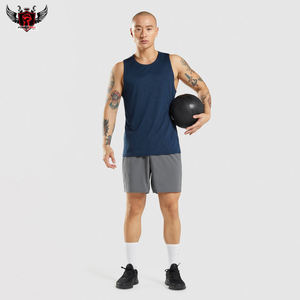 Camiseta de tirantes de gimnasio de secado rápido transpirable de algodón/poliéster ecológico informal para hombre con logotipo frontal para culturismo - Product Image 4