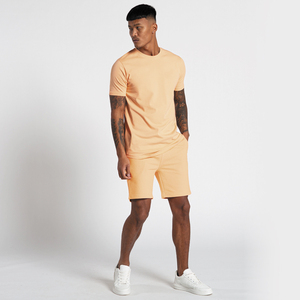 Ropa de gimnasia personalizada OEM para hombre, conjuntos gemelos, camisetas y pantalones cortos de entrenamiento ajustados, 100% algodón, secado rápido, venta al por mayor - Product Image 2