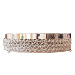 Base de Metal con Cuentas de Cristal Doradas para Tartas, Soporte Decorativo para Exhibición de Postres, para Decoración de Mesa de Bodas y Fiestas - Product Image 1