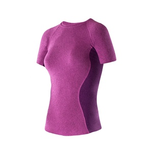 Women Casual Regular Jersey Fabric Eco-Friendly Quick Dry Breathable Gym Set Compression Athletic Soft <b>Top</b> Pink - Product Image 1