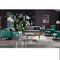 Moderno Juego de Sofás Extensibles Tapizados de Estilo Turco con Estructura de Madera Sólida para Sala de Estar, Apartamento, Centro Comercial, Villa, Hospital en Canadá