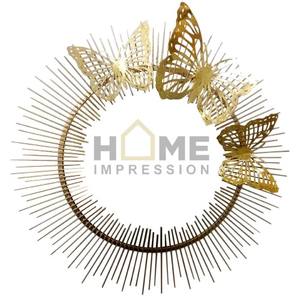 Espejo de Pared Decorativo de Aluminio con Diseño de Mariposa de Lujo, Espejo de Vestíbulo Hecho a Mano de Diseño Contemporáneo - Product Image 1