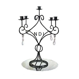 Candelabro decorativo de 5 brazos de Metal de aluminio, candelabro de acabado brillante Chapado en plata para bodas - Product Image 4