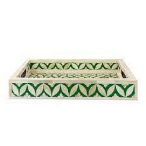 Nouvel arrivage Incrustation d'os Plateau de service de haute qualité Incrustation d'os Plateau de luxe Salver Soucoupe Personnaliser Pas cher Emballage avec logo bleu - Product Image 4