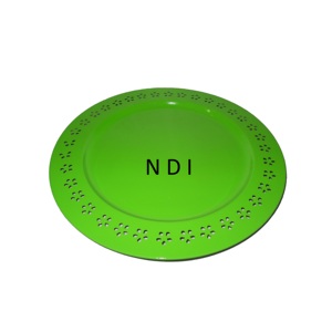 Nouvelle assiette de service ronde en acier inoxydable, finition verte thermolaquée, pour la restauration hôtelière. - Product Image 1