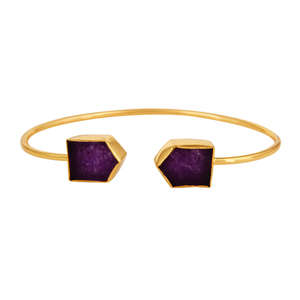 Brazalete ajustable de Aventurina púrpura chapado en oro amarillo de 18k, joyería al por mayor y fabricante - Product Image 1