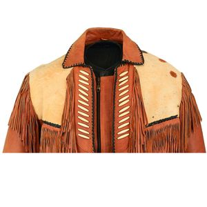 Chaquetas de cuero genuino para montar a caballo con logotipo personalizado de alta calidad, con cuerdas de sujeción, color marrón, EE. UU. - Product Image 4
