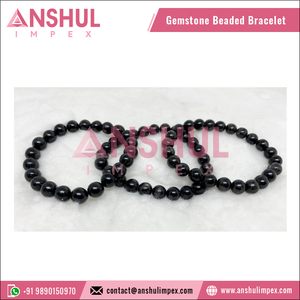Worldwide Selling Excellent Quality Wholesale Healing Meditation Black Color Healing Apachetears Round <b>Gemstone</b> Beaded <b>Bracelet</b> - Product Image 2