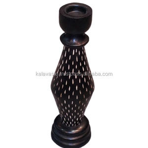 Portavelas de pilar de madera hecho a mano de alta calidad en acabado antiguo - Product Image 5