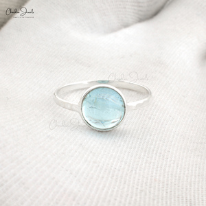 Meilleures ventes Bijoux pour femme Bagues en pierres précieuses Bague aigue-marine naturelle en argent sterling 925 pour femmes Bijoux fins Meilleurs fournisseurs - Product Image 2