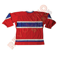 Seragam hoki es, warna merah biru dongker bordir takal Logo kepar kualitas tinggi kustom Jersey hoki es bernapas