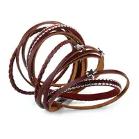 Plain Leather Bracelet Multi Layered Unisex Designer Thin Plain Leather Wristband Bracelet