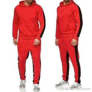 Conjunto Deportivo de Pantalones Largos hasta el Tobillo y Sudadera con Capucha de Forro Polar Cálido Personalizado para Hombre, Talla Grande, Otoño - Product Image 4