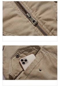 Chaqueta de invierno de talla grande informal para hombre más vendida, insignia de cremallera Lisa calentada de lana transpirable, nueva colección de algodón de lona - Product Image 5