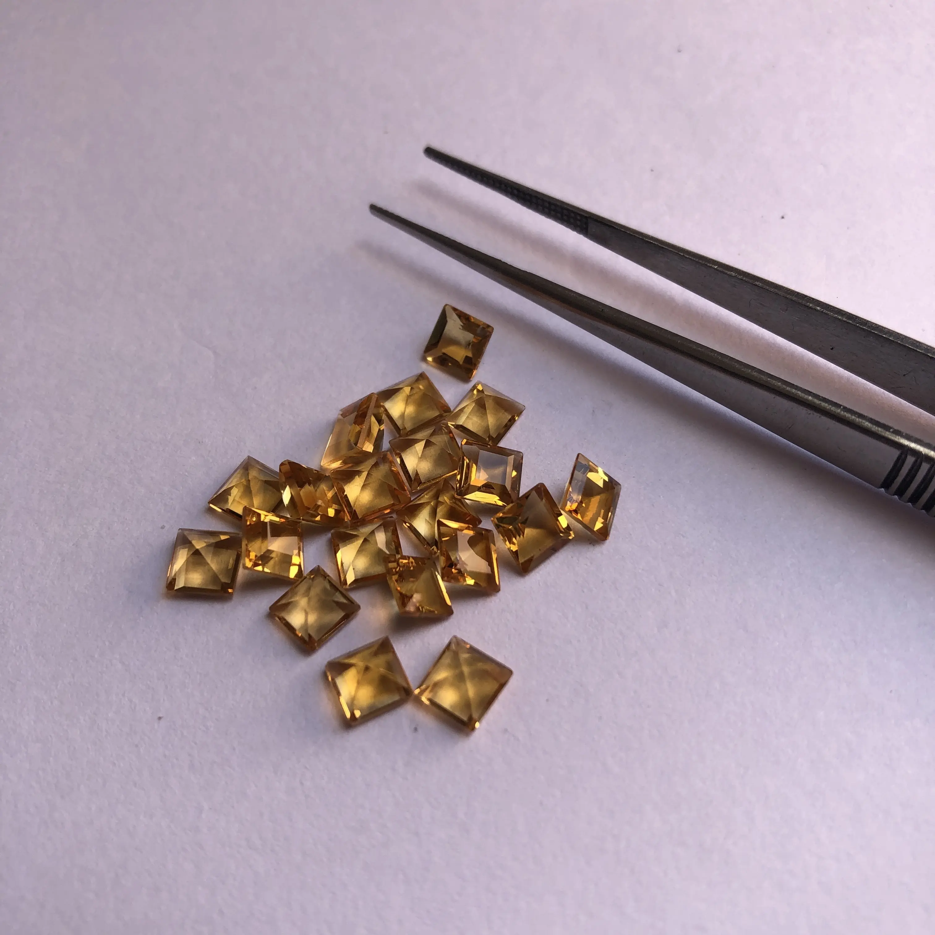 Natural Orange Yellow Citrine Square Cut Gemstones Loose Wholesale Supplier Stones for Semi Precious Gemstone Jewelry Making