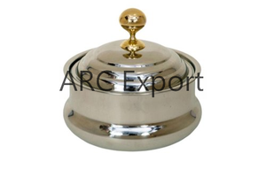 Ollas de Metal de Lujo con Acabado Martillado Plateado, Suministro al por Mayor, Perilla Dorada, Olla de Lujo para Servir Alimentos, Forma Redonda, Olla Aislada - Product Image 5