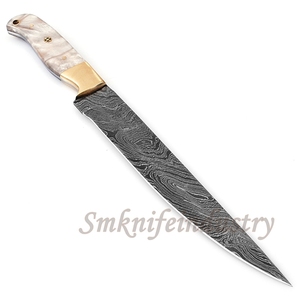 New Custom Hand Forged Damascus Fillet Fishing knife With leather Sheath cover (smk1596) - Product Image 2