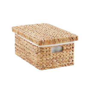 Panier de rangement rectangulaire fait main de haute qualité en jacinthe d'eau avec couvercle, design pliable, meilleur prix, plateau d'organisation, vente en gros au Vietnam - Product Image 3