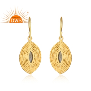 Natural Labradorite Gemstone Dangle <b>Earrings</b> Wholesaler 18k Gold Plated 925 Silver <b>Handmade</b> <b>Earrings</b> Jewelry Manufacturer - Product Image 3