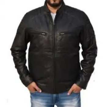 Bomber Leather Jacket with Hood - 100% Real Lambskin Hand Waxed Leather - Removable Hood