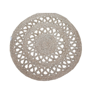 Handcrafted Boho Area Flat Woven Rug <b>Moroccan</b> Brown Natural Seagrass Cotton Oval Abstract for Living Room Natural Seagrass - Product Image 6