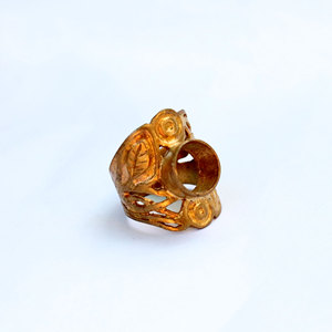 Anillo de Cóctel Clásico de Latón Chapado en Oro de 14k de Alta Calidad, Engaste de Bisel, Joyería Hecha a Mano, Venta al por Mayor - Product Image 1