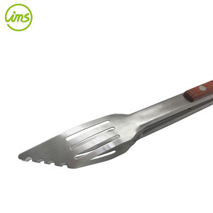 Pinzas largas de acero inoxidable para barbacoa, mango de palisandro - Product Image 4