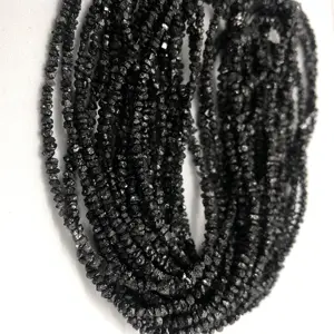 2mm doğal siyah elmas değerli taş kaba kesilmemiş cips boncuk Strand 20 karat boyutu toptan bayi fiyat düzenli tedarikçisi
